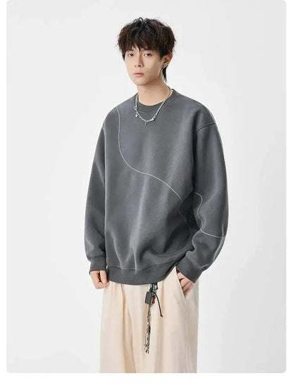 Lined Contrast Casual Fit Crewneck