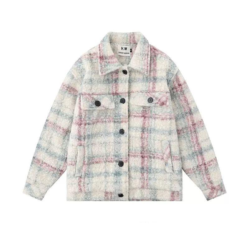 Fuzzy Checked Pattern Jacket