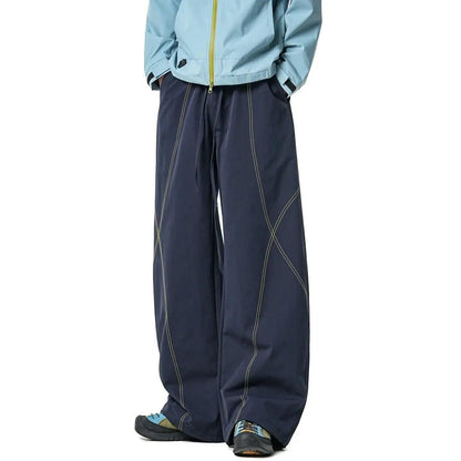 Contrast Stitched Wide Leg Pants