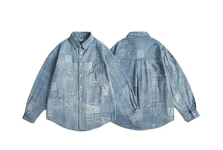 Patchwork Detail Chambray Denim Shirt