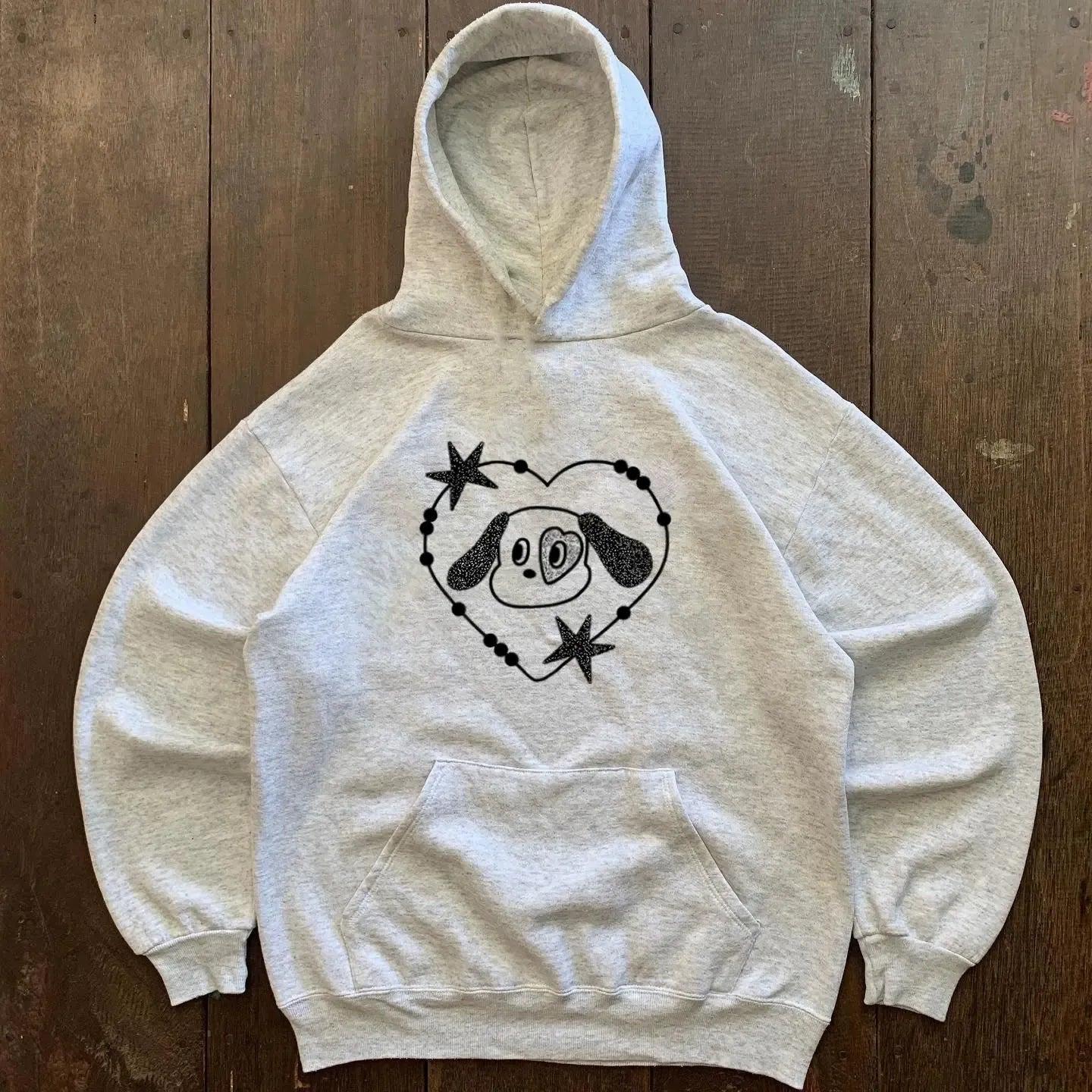 Vintage Puppy Heart Longsleeve Hoodie