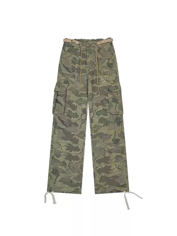 Drawstring Camouflage Cargo Pants