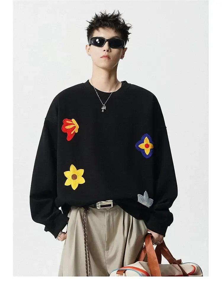 Floral & Butterfly Embroidered Crewneck