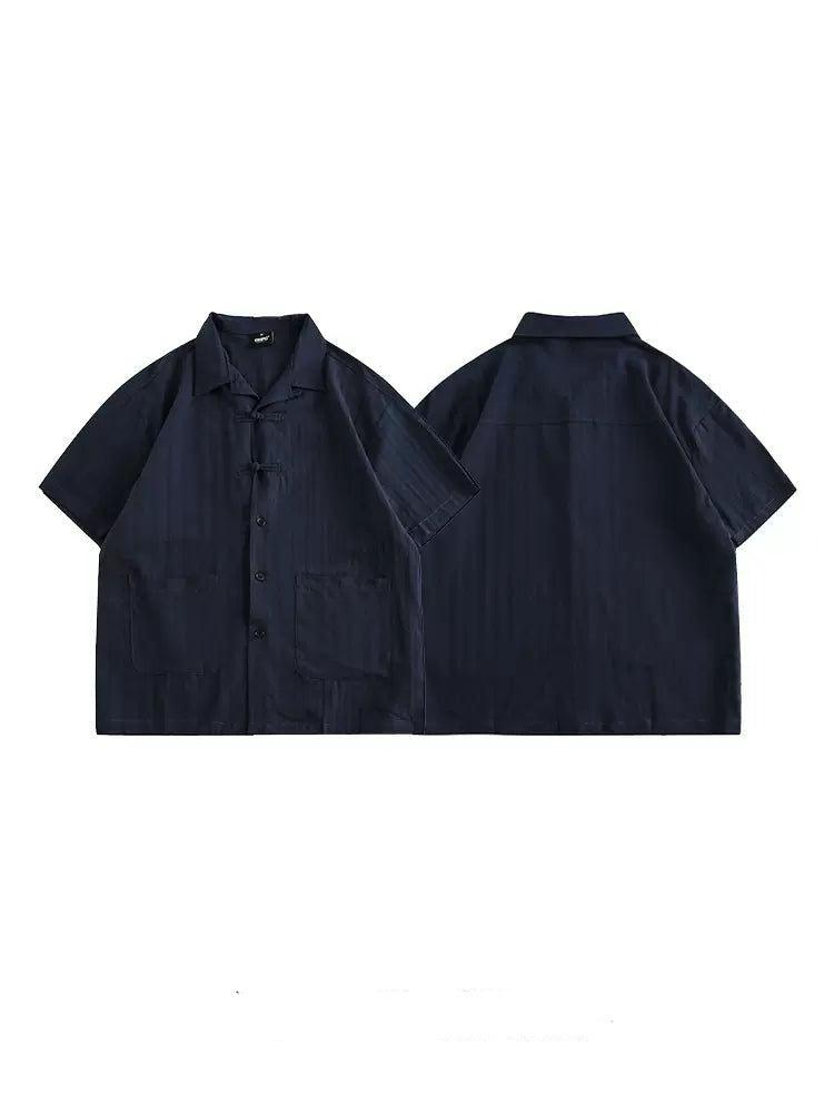 Chinese Style Buttoned Short Sleeve Shirt