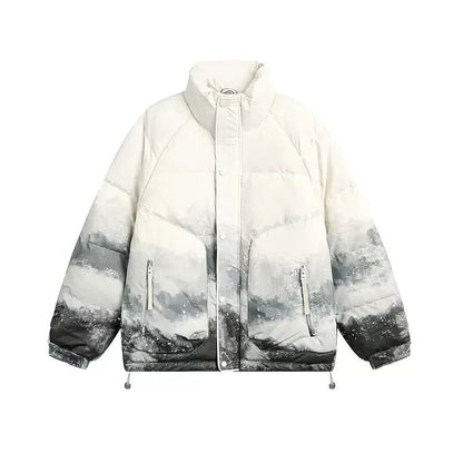 Tie-Dyed Stand Collar Puffer Jacket