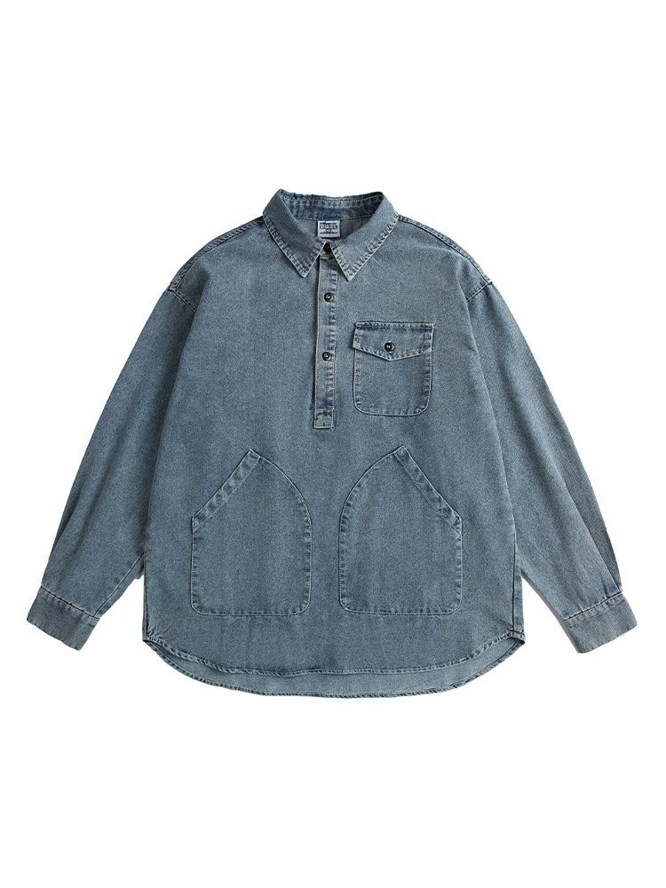 Washed Multi-Pocket Denim Shirt