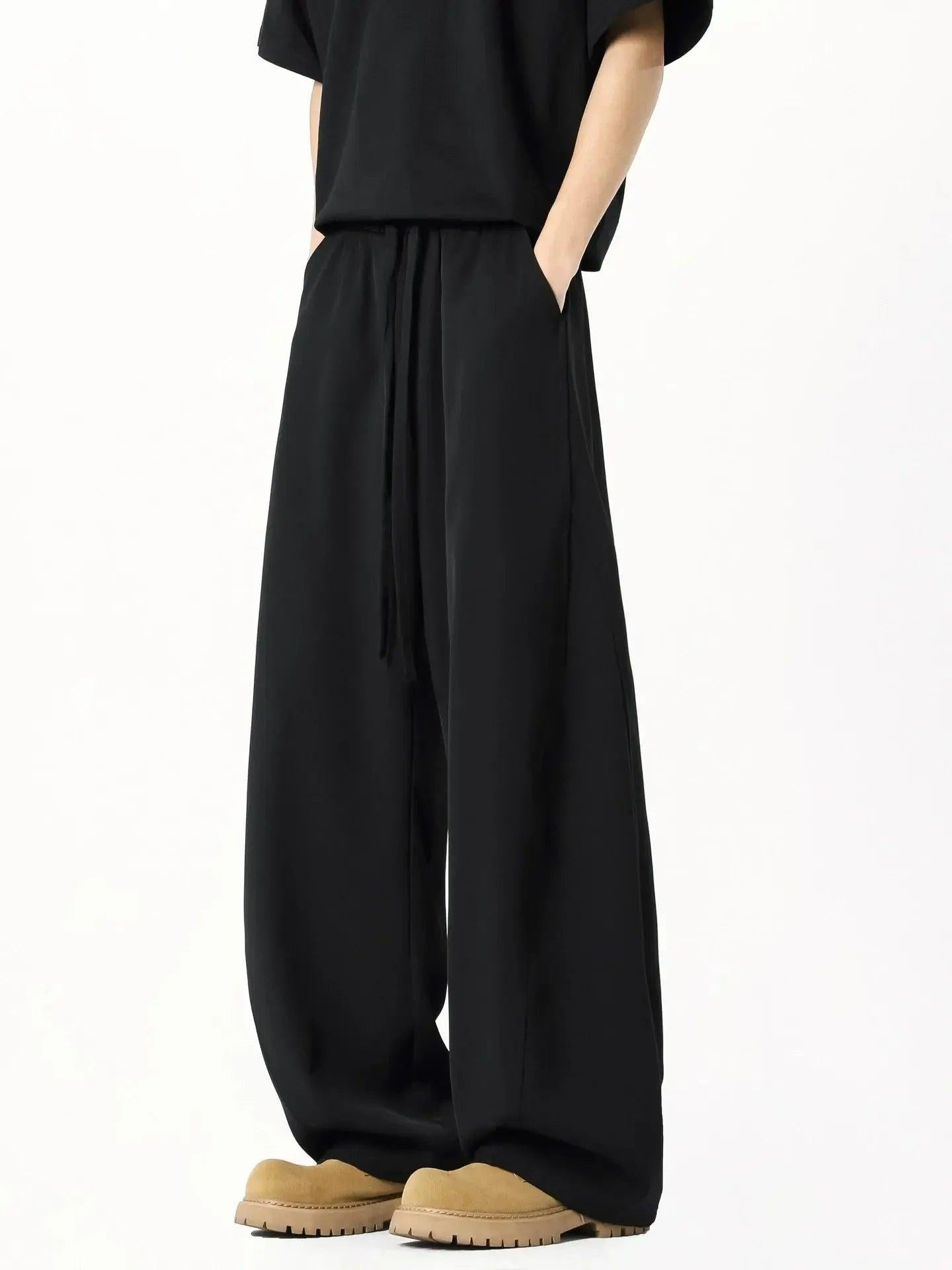 Curved Silky Drawstring Trousers