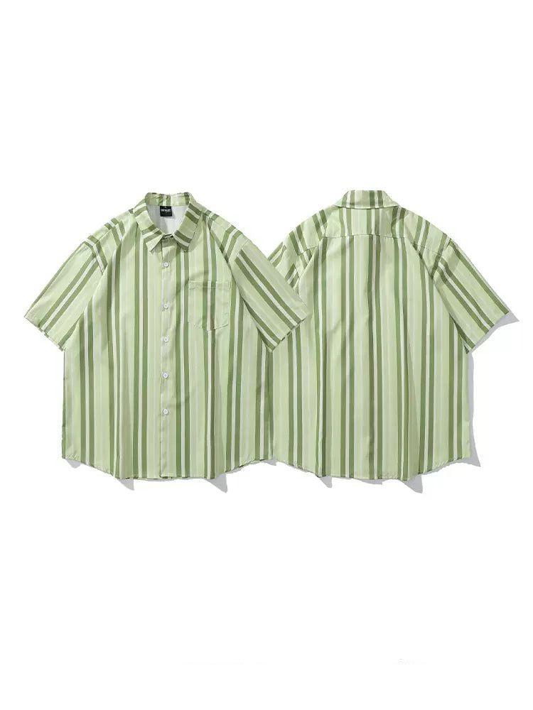 Front Pocket Stripes Short Sleeve Shirt