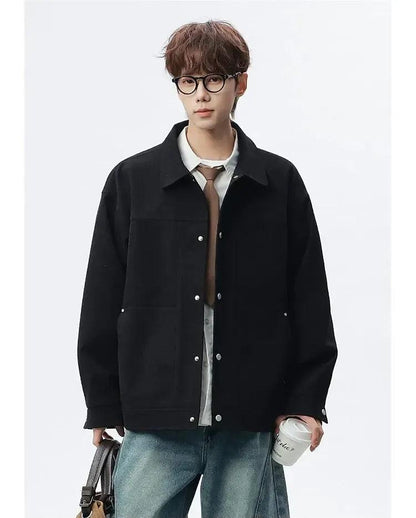 Turn-Down Collar Buttoned Jacket