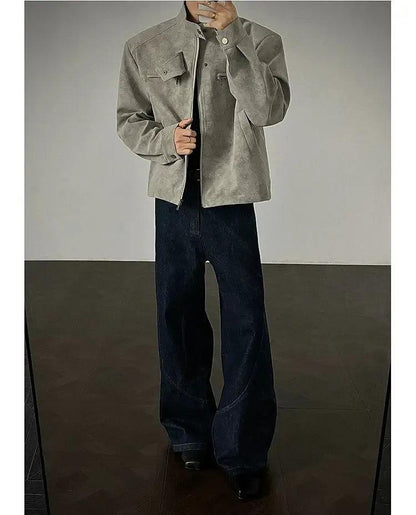 Zip Pocket Moto Micro Suede Jacket