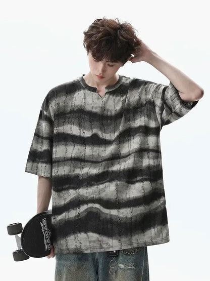 Irregular Striped Loose Fit T-Shirt