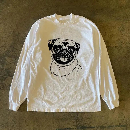 Vintage Heart-Eyed Pug Longsleeve T-Shirt