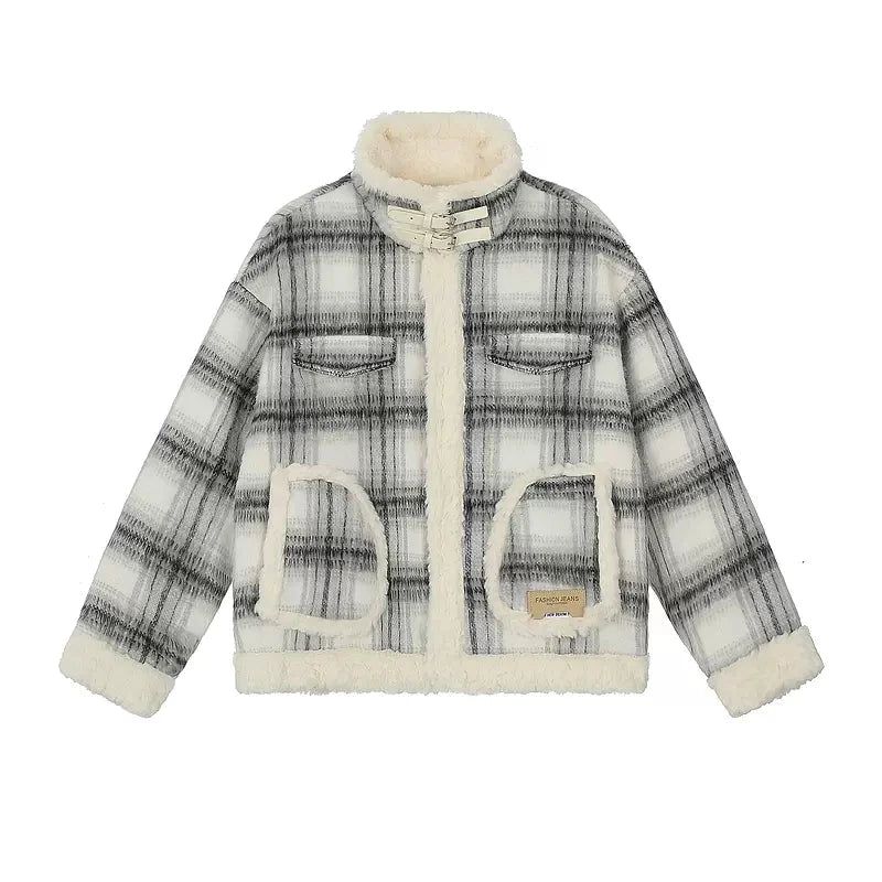 Sherpa-Lined Plaid Jacket