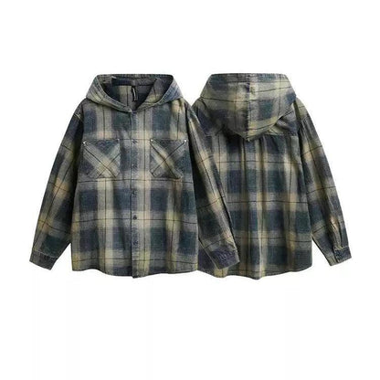 Plaid Hooded Shirt