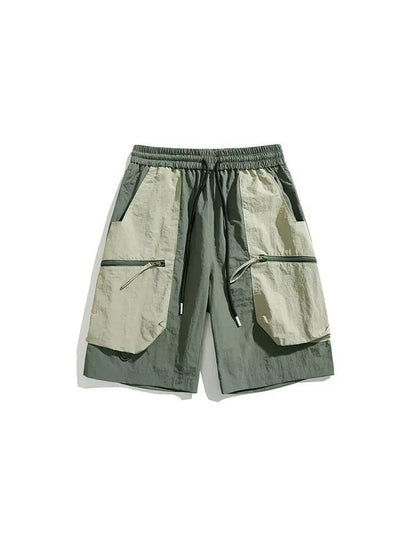 Drawstring Contrast Color Pocket Shorts