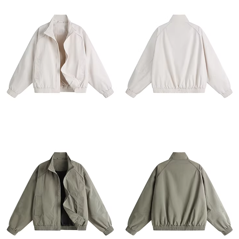 Stand Collar Ruched Hem Jacket