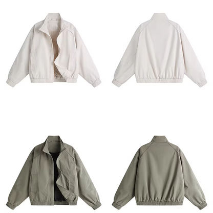 Stand Collar Ruched Hem Jacket