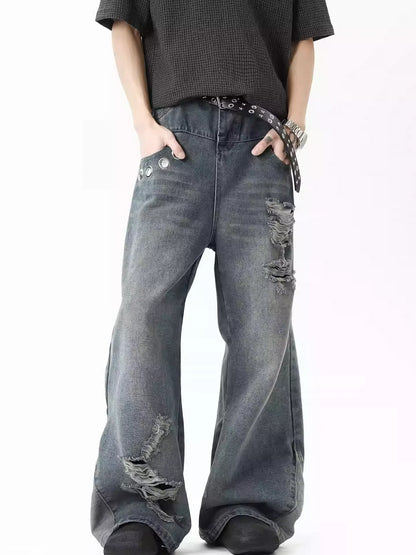 Metallic Hole Ripped Jeans