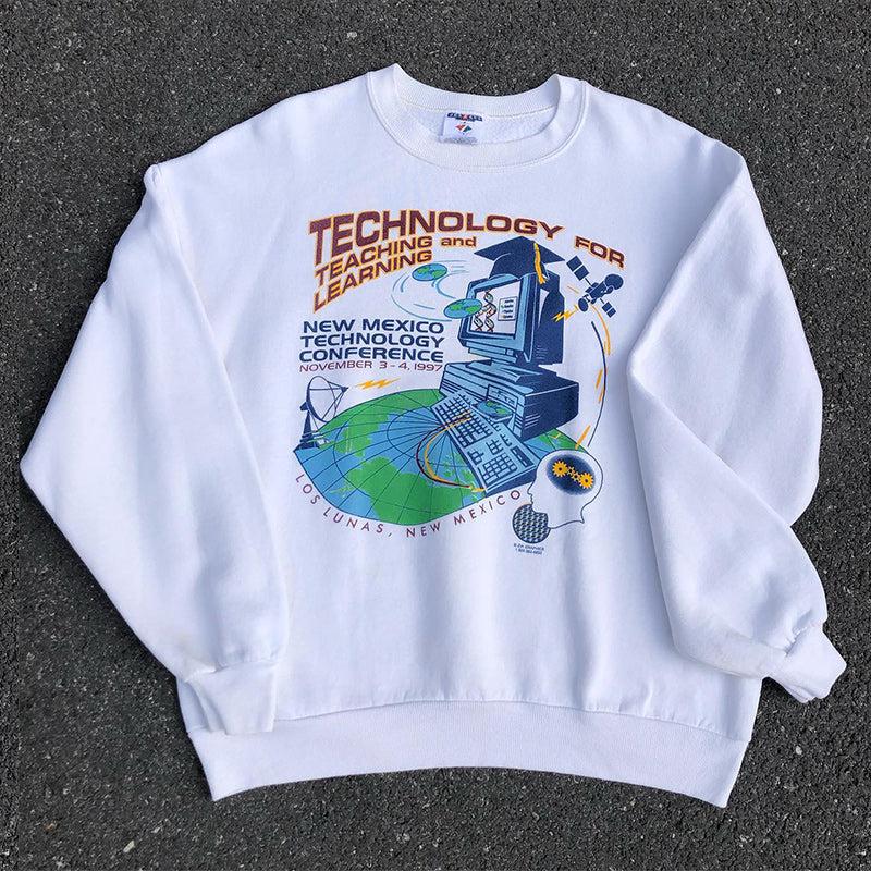 Vintage Technology Conference Longsleeve T-Shirt-korean-fashion-SC: MODERN-OH Garments