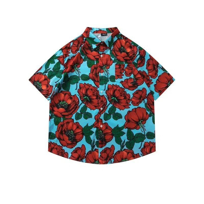 Flower Full Print Short Sleeve Shirt