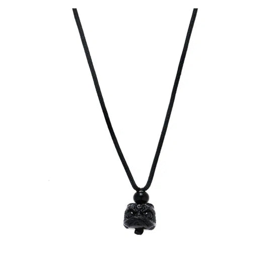 Black Rope Lion Necklace
