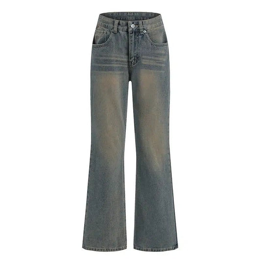 Stone Washed Wide Leg Jeans
