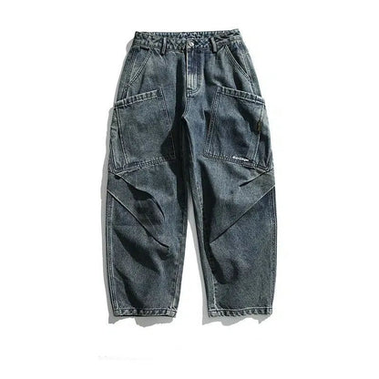 Washed Front Pocket Pleats Jeans