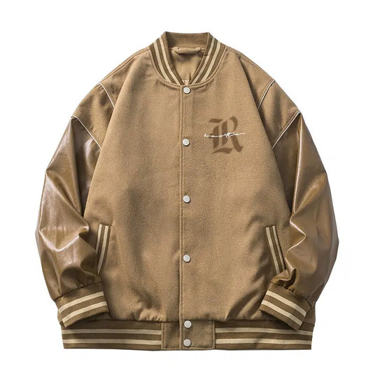 PU Leather Varsity Jacket