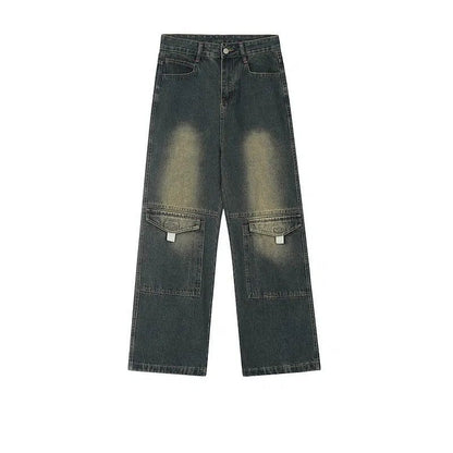 Bleach Wash Multi-Pocket Jeans