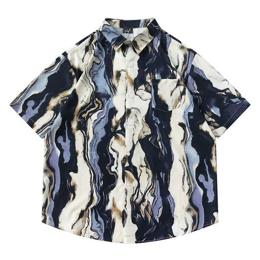 Marble Print Short Sleeve Shirt