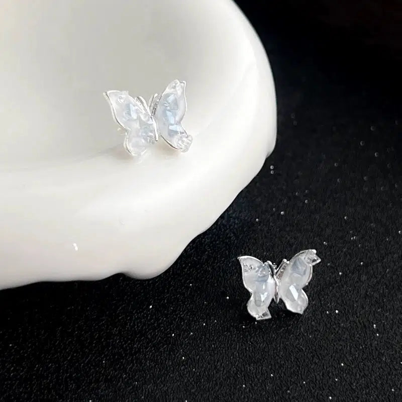 Blue Crystal Butterfly Earrings