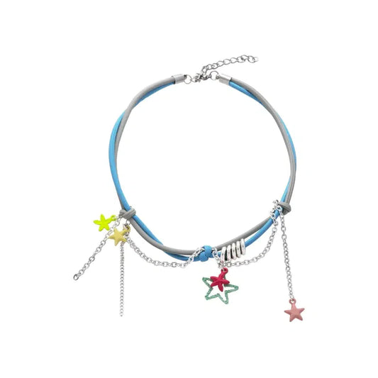 Hollow Colored Stars Necklace