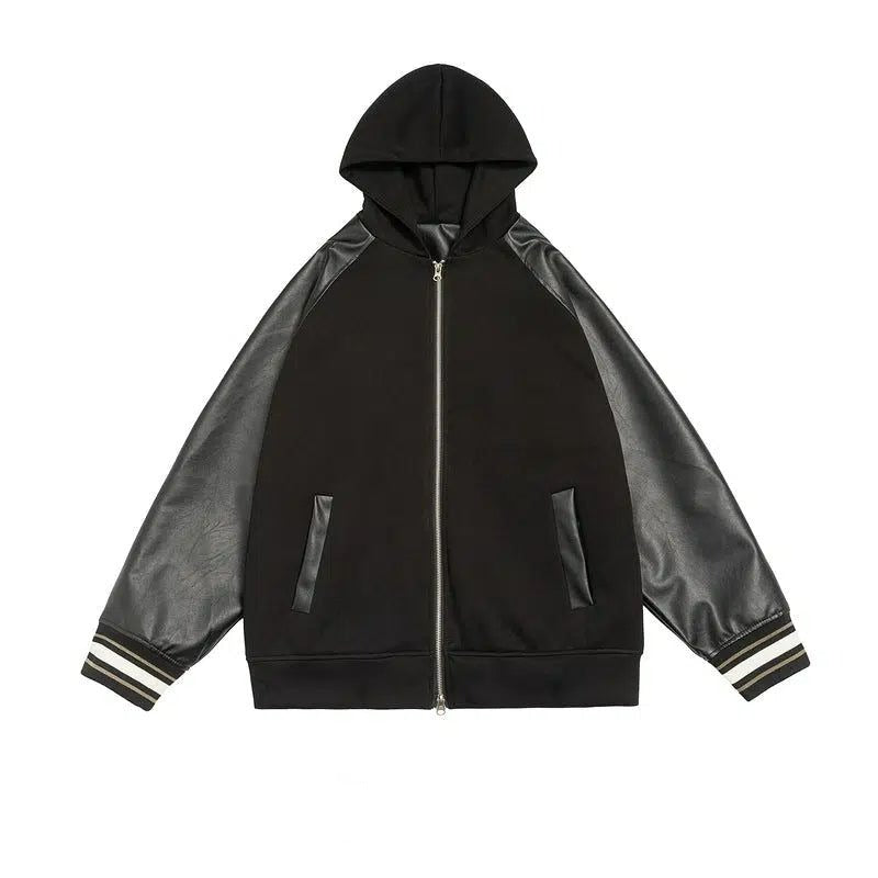 Drop Shoulder Spliced Contrast Varsity Jacket