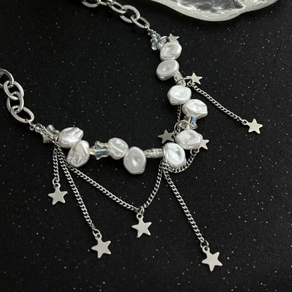 Pearl Star Stitching Necklace