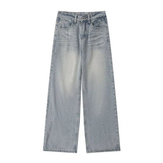 Faded Wash Accent Wide Jeans