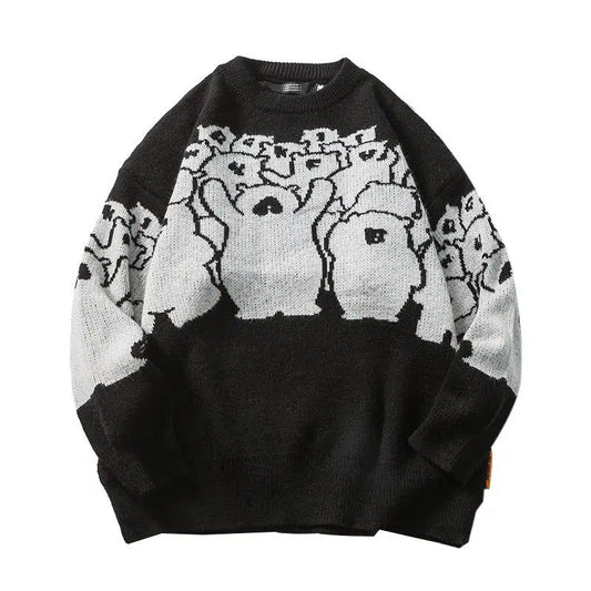 Contrast Bear Graphic Sweater