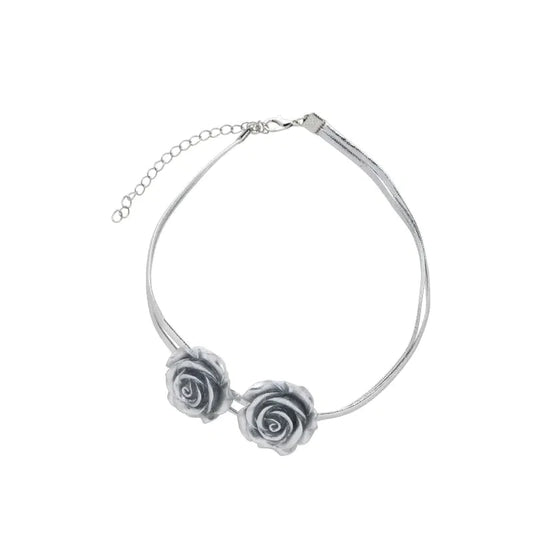 Silver Rose  Necklace