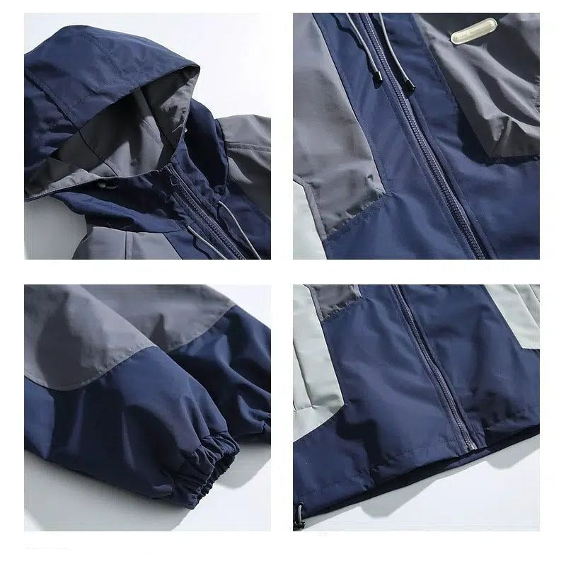 Color Matching Hooded Windbreaker Jacket