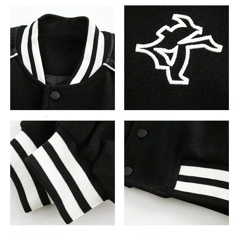 Bar Stripes Lettered Varsity Jacket
