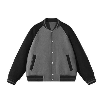 Contrast Suede Varsity Jacket