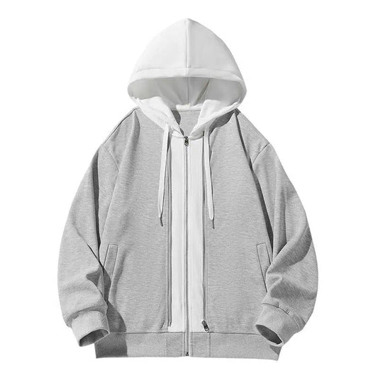 Chic Contrast Two-Piece Zip-Up Hoodie