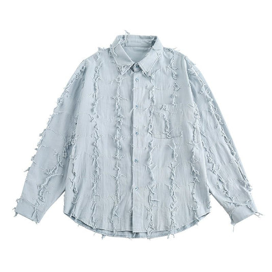 Solid Fringed Textured Shirt