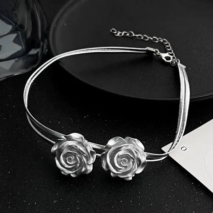 Silver Rose  Necklace