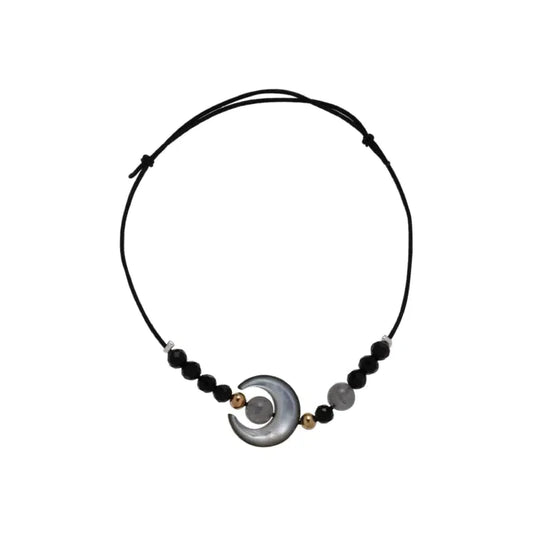 Black Woven Moonlight Beads Bracelet