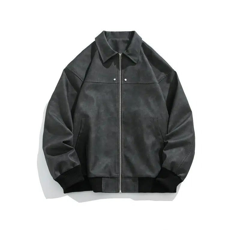 Hazy Collared PU Leather Jacket