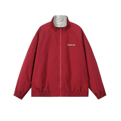 Lettered Stand Collar Reversible Jacket