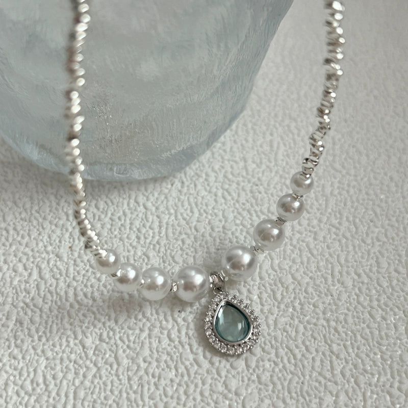Blue Drop Pearl Necklace
