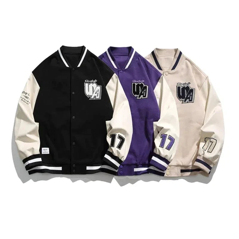 Casual Buttoned Varsity Jacket