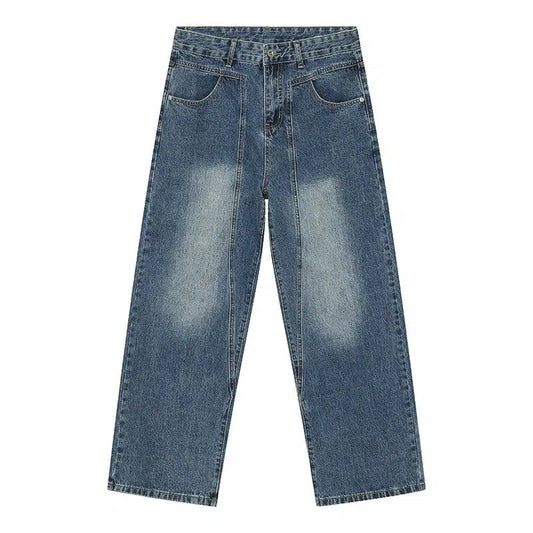 Washed Structured Seam Lines Jeans