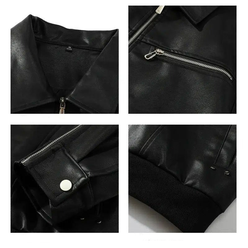 Multi-Full Zip Moto Leather Jacket